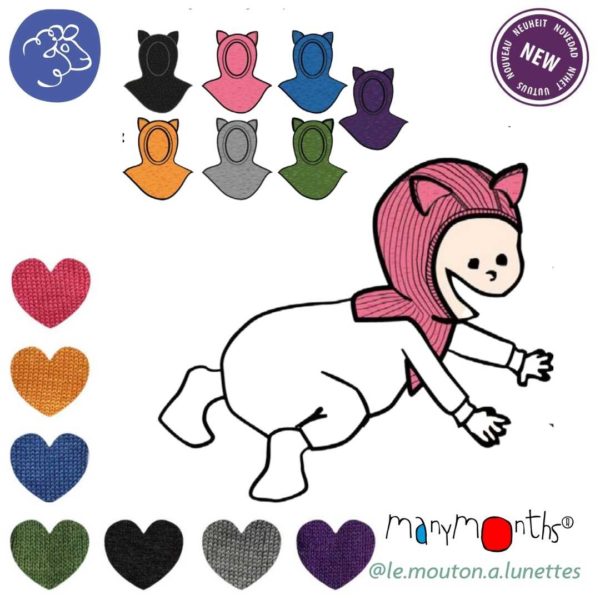 cagoule chat laine mérinos enfant manymonths kitty hood