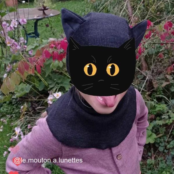 cagoule oreilles chat manymonths laine mérinos le mouton à lunettes