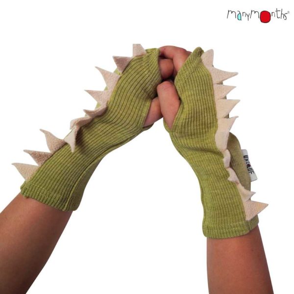 mitaines dino manymonths laine mérinos enfant écailles dinosaures