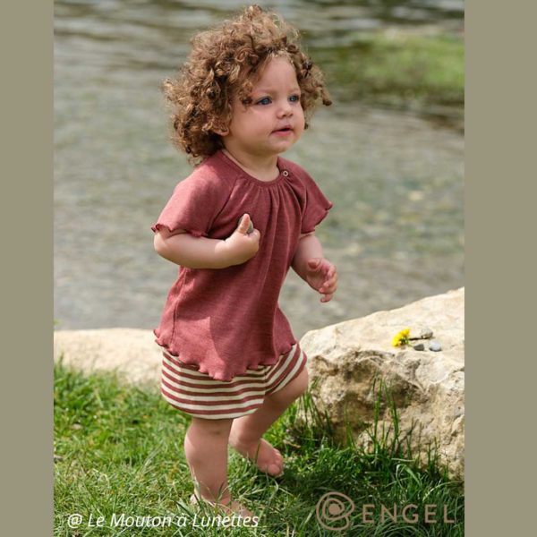 tshirt manches courtes fille laine mérinos et soie engel natur cuivre