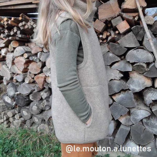 polaire enfant sans manches laine polaire bio engel natur laine mérinos gilet à zip brun noix