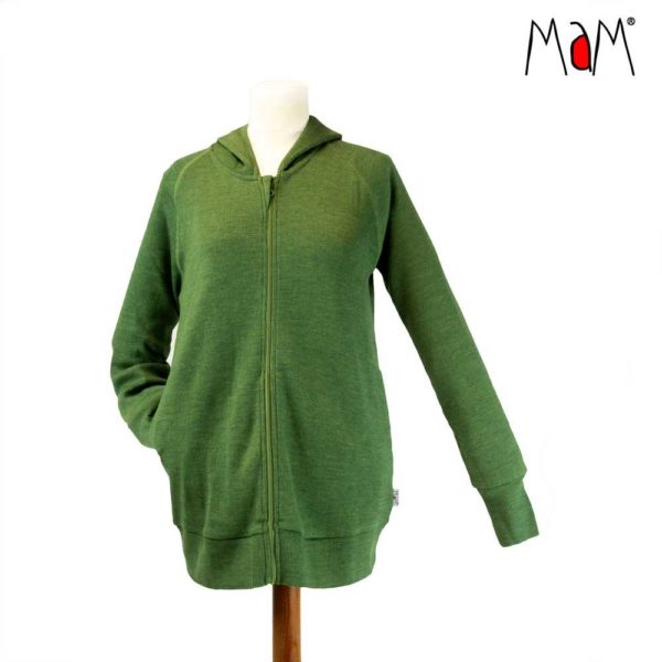 veste à capuche laine mérinos femme gilet zip MAM fermeture éclair