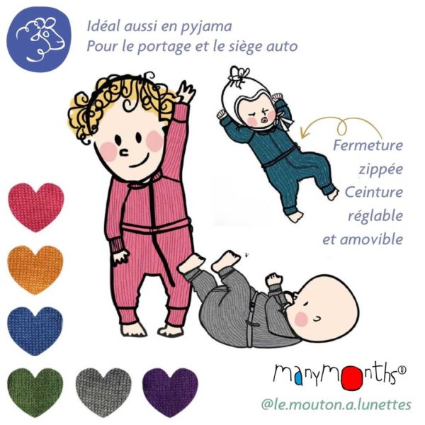 combinaison une pièce laine mérinos manymonths combinaison de portage bébé