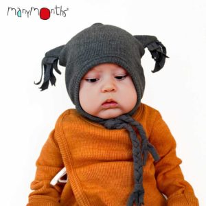 bonnet hibou en laine mérinos évolutif manymonths earflap beanie gris éléphant