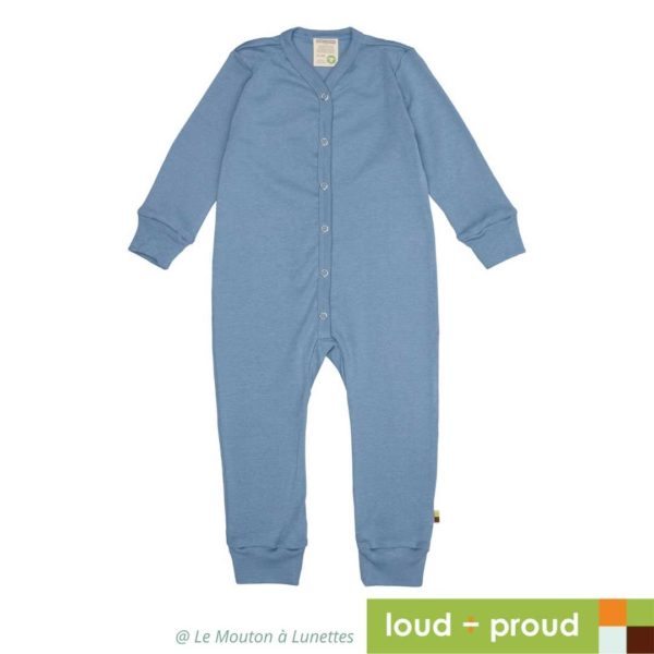 pyjama coton bio bébé loud+proud bleu ciel