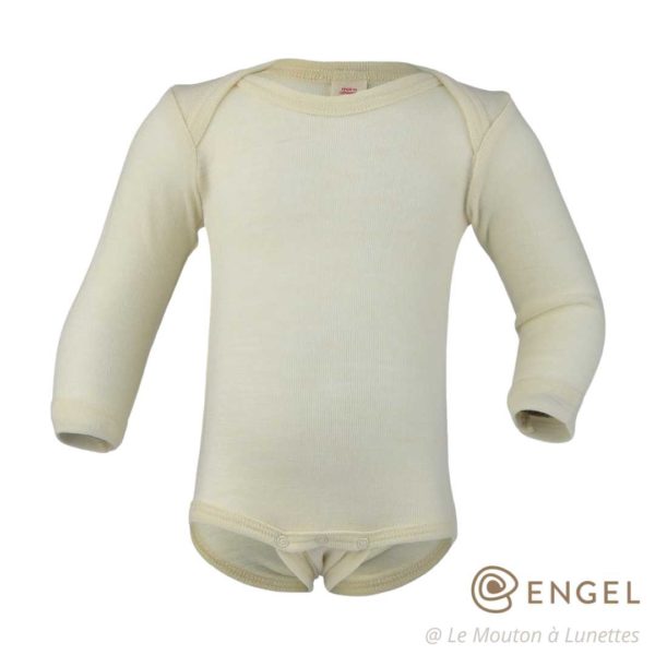 body laine mérinos bio pour bébé manches longues engel natur écru naturel