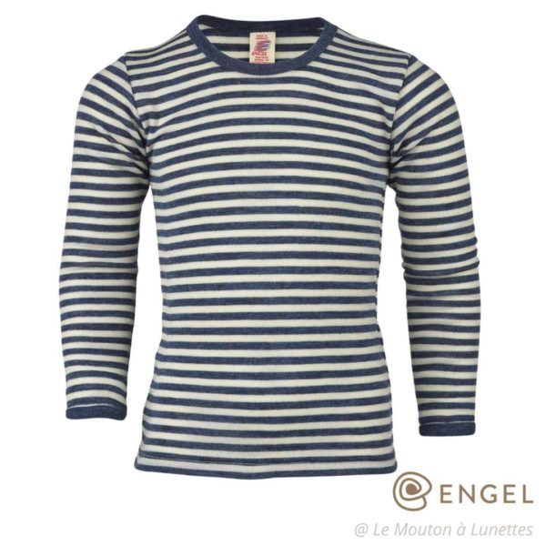 haut mérinos enfant tshirt manches longues ado et enfant engel natur laine bio rayé marine