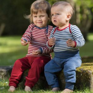 body laine mérinos bio pour bébé et pantalon engel natur rayures