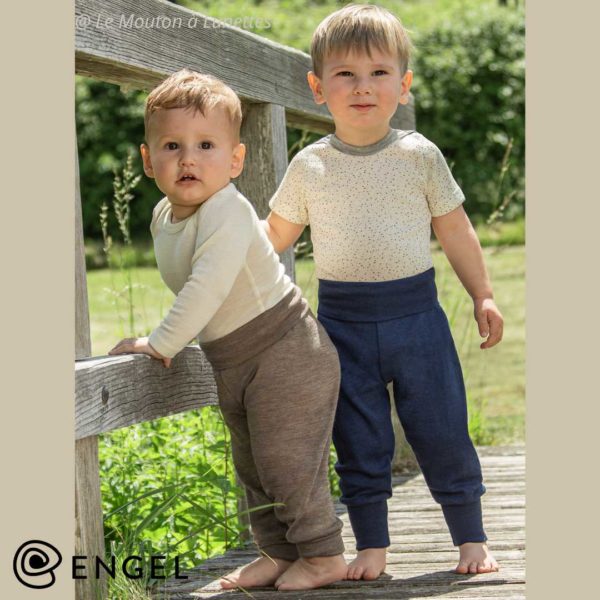 pantalon laine mérinos bio pour bébé engel natur bleu