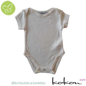 body bébé soie bourrette manches courtes kokon2 le mouton à lunettes écru peaux sensibles atopiques