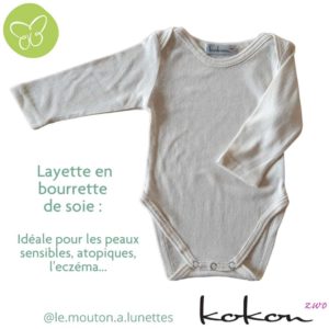 body bourrette de soie manches longues pour bébé Kokon Zwo peaux atopiques sensibles eczema