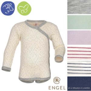 body croisé engel natur en laine mérinos et soie pour bébé - laine et soie bio le mouton à lunettes