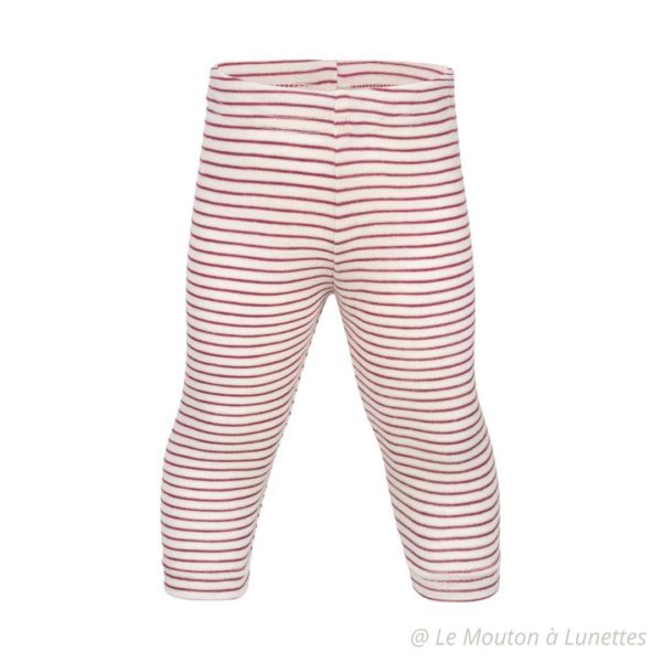 leggings bébé laine mérinos et soie engel natur rayures rose orchidée collant laine bébé sans pieds