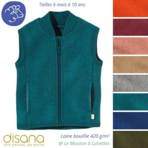 veste sans manches disana enfant en laine bouillie bio mérinos