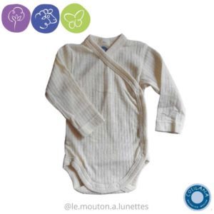 body croisé bébé cosilana en coton laine soie - laine mérinos et coton bio pour nouveau-né