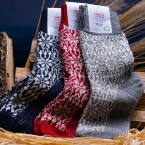 chaussettes pure laine adulte hirsch natur modèle norvégien chaussettes de ski