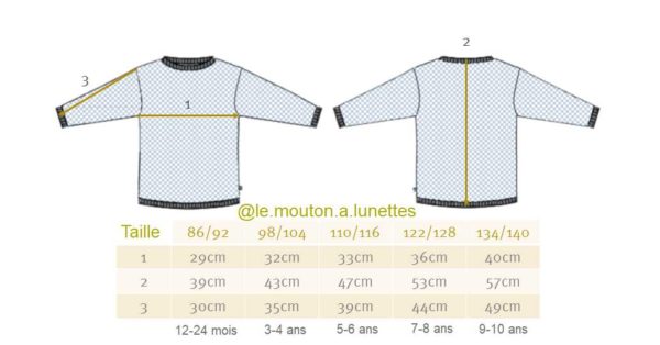 guide des tailles pull aran disana