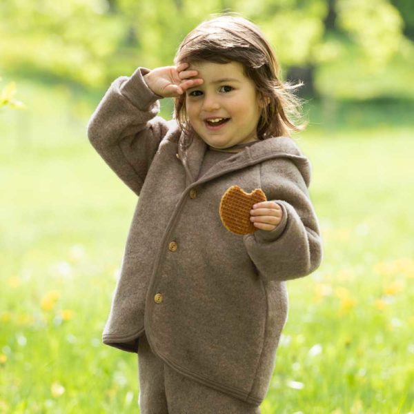Veste bébé à capuche en polaire de laine naturelle ENGEL NATUR – Image 6