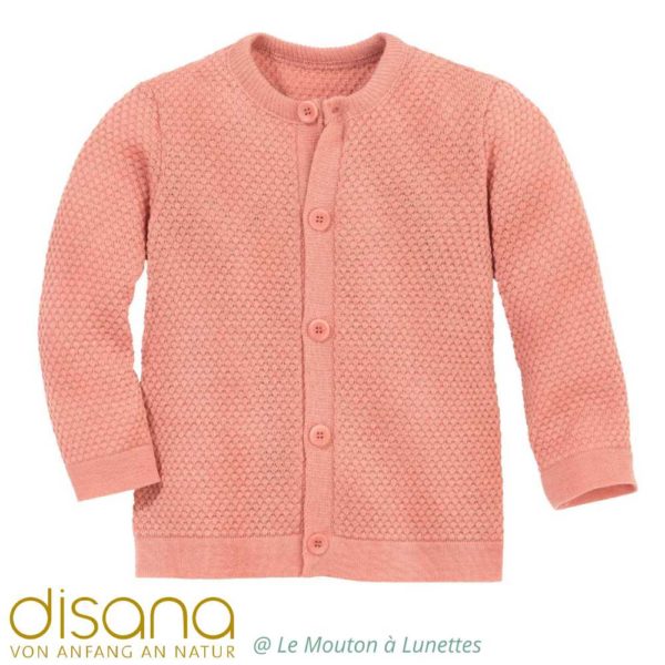 Cardigan laine mérinos fine maille fantaisie - DISANA – Image 7