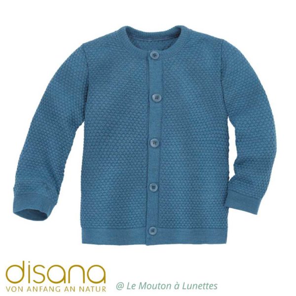 Cardigan laine mérinos fine maille fantaisie - DISANA – Image 4